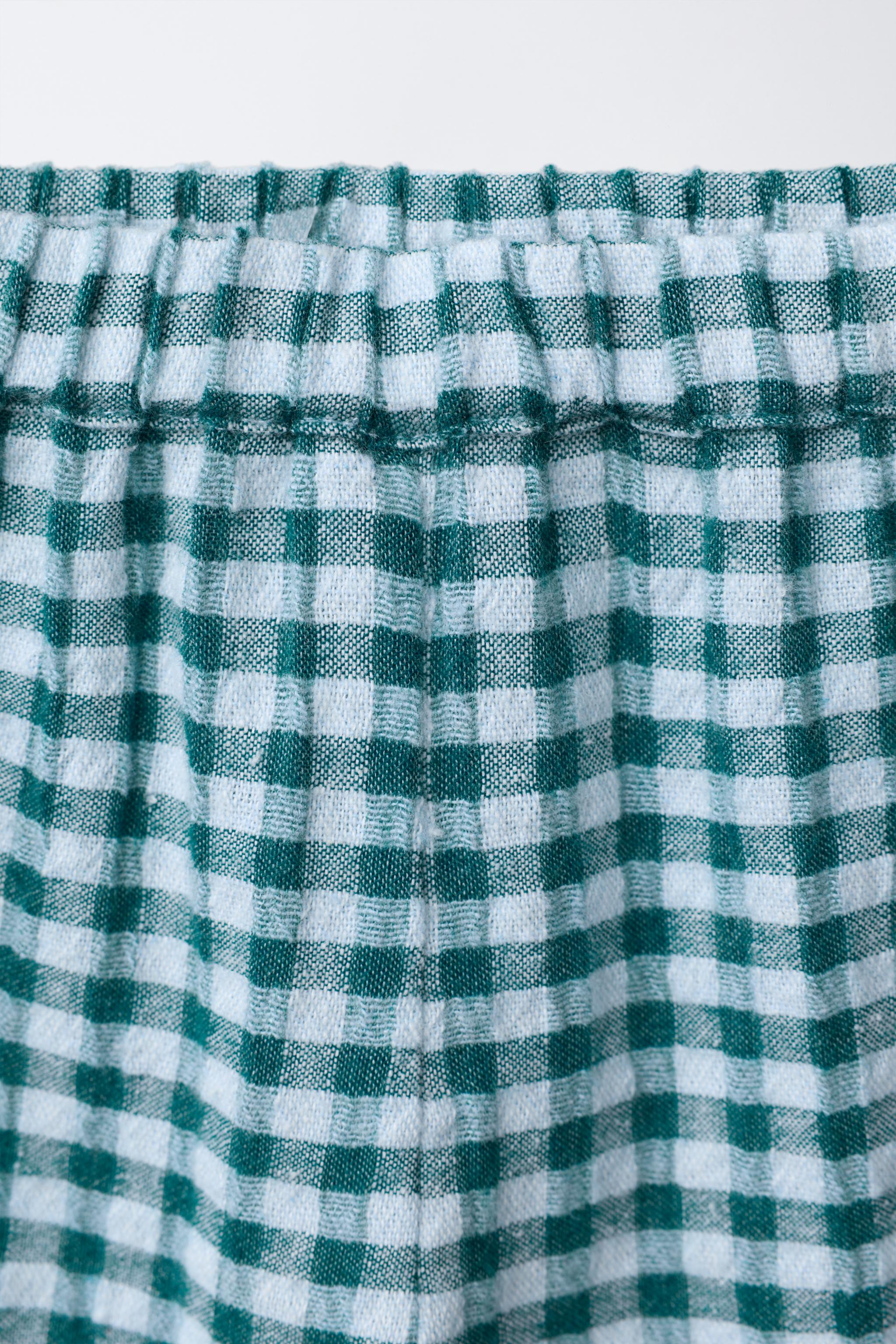 TEXTURED PLAID BAGGY PANTS